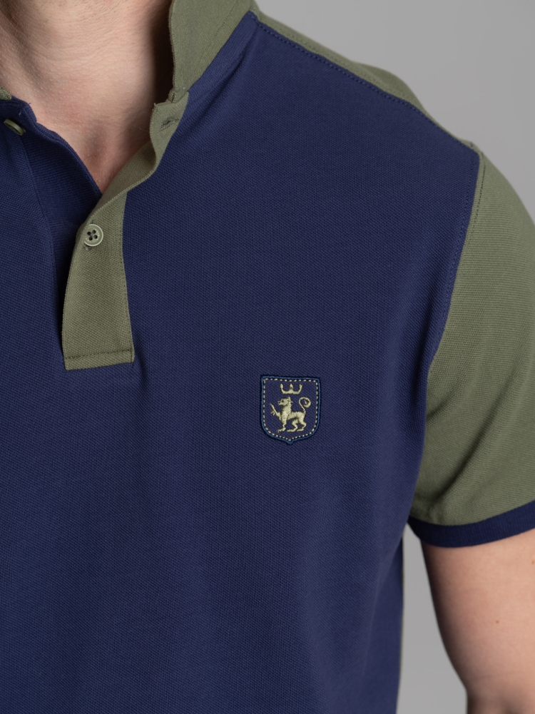 Polo de media manga de algodón piqué bicolor para hombre