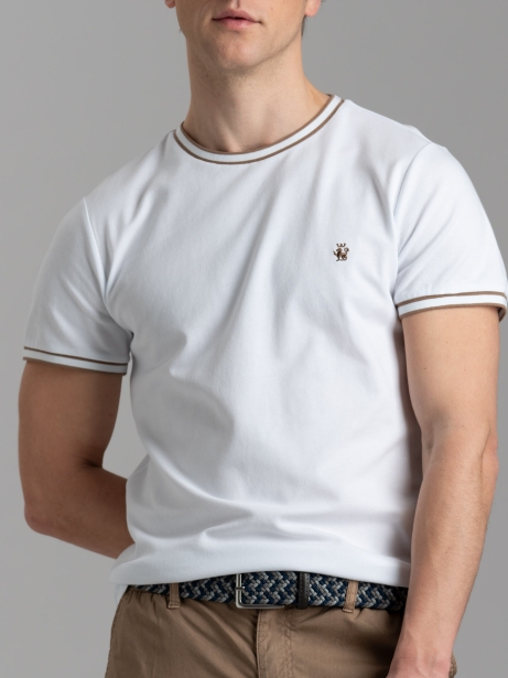 T-shirt uomo in cotone stretch con dettagli a contrasto