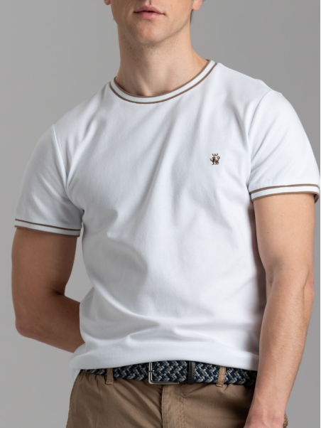 T-shirt uomo in cotone stretch con dettagli a contrasto