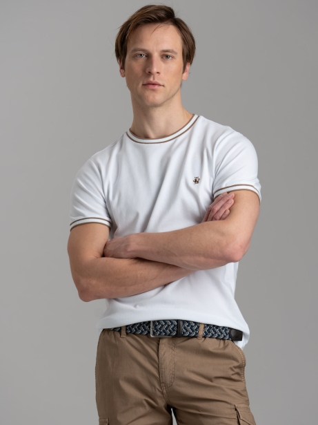 T-shirt uomo in cotone stretch con dettagli a contrasto 2