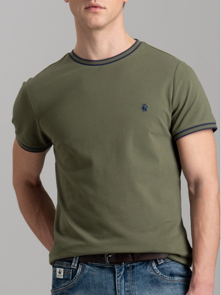 T-shirt uomo in cotone stretch con dettagli a contrasto