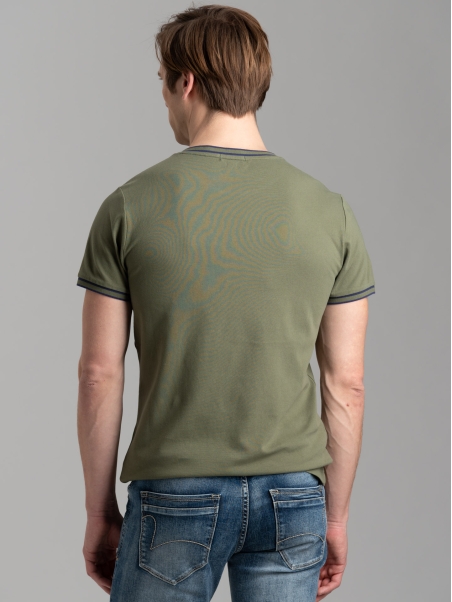 T-shirt uomo in cotone stretch con dettagli a contrasto