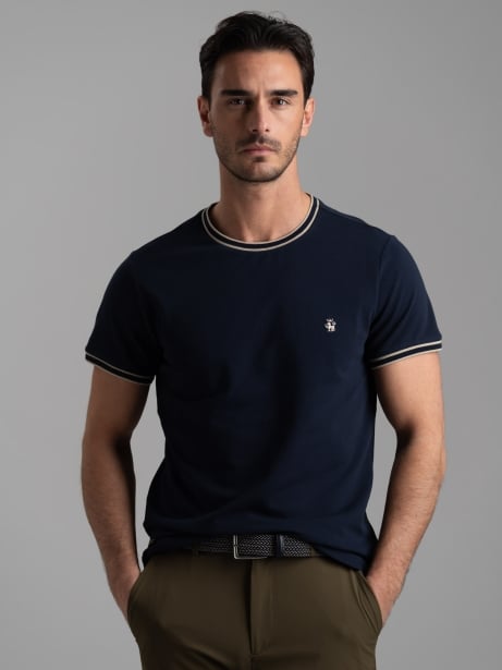 T-shirt uomo in cotone stretch con dettagli a contrasto 2