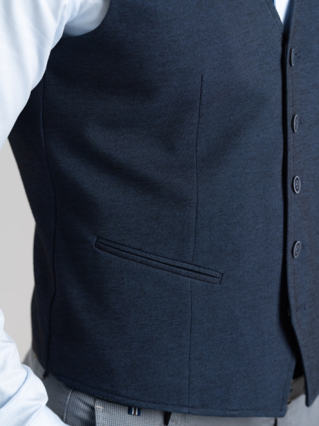 Gilet uomo in cotone piquet tinto filo blu 2