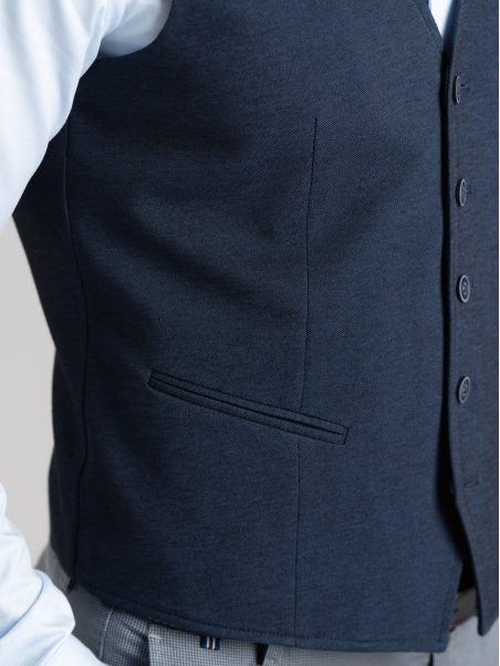 Gilet uomo in cotone piquet tinto filo blu