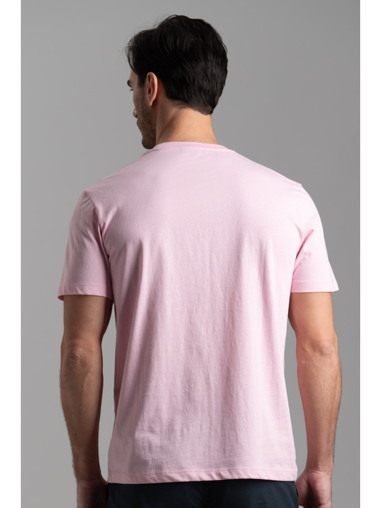 T-shirt uomo rosa in cotone con stampa serigrafica