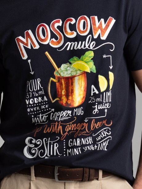 T-shirt uomo blu con stampa serigrafica "Moscow"