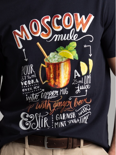 Camiseta azul de hombre con serigrafía "Moscú