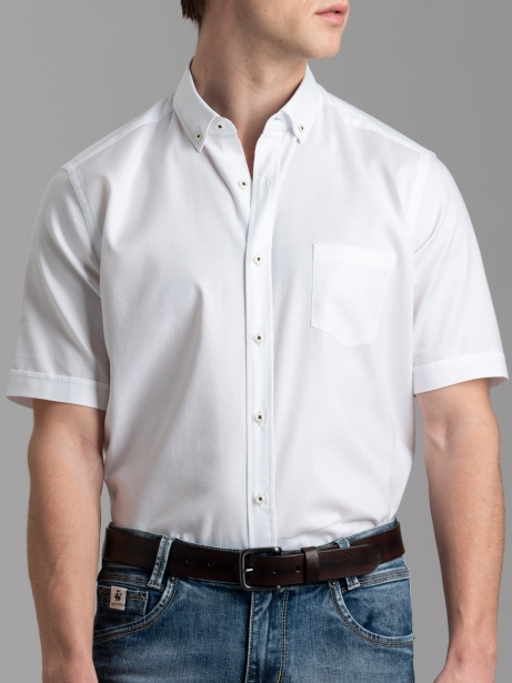 Camicia uomo a mezza manica con collo button down