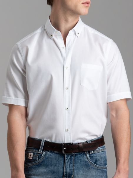 Camicia uomo a mezza manica con collo button down