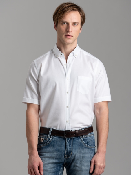 Camicia uomo a mezza manica con collo button down