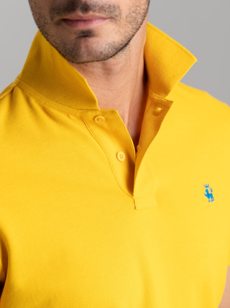 Polo básico de algodón piqué de media manga para hombre