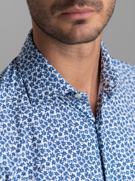 Camicia uomo TECNO stampa floreale azzurra blu 2