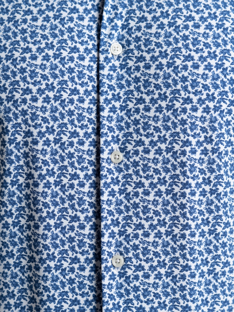 Camicia uomo TECNO stampa floreale azzurra blu