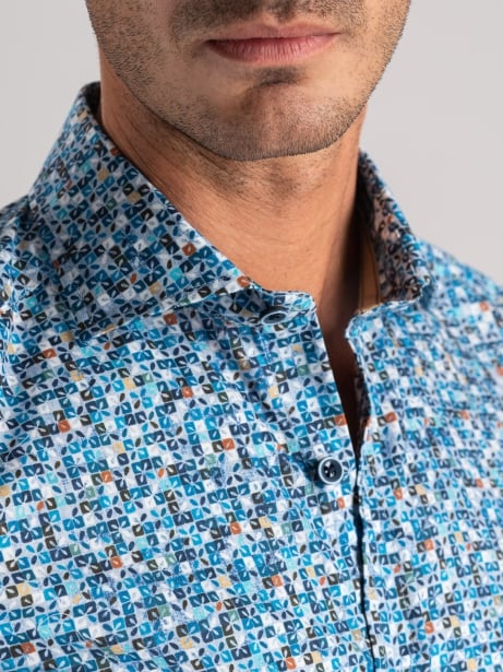Camicia uomo fantasia geometrica multicolor