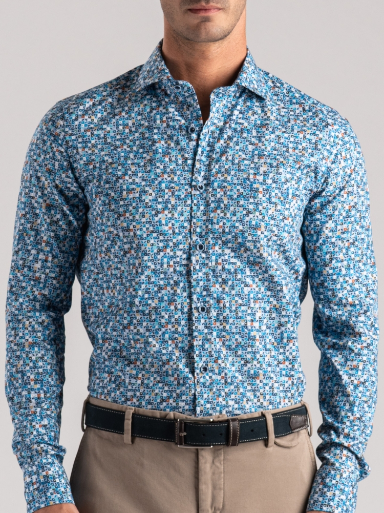 Camicia uomo fantasia geometrica multicolor