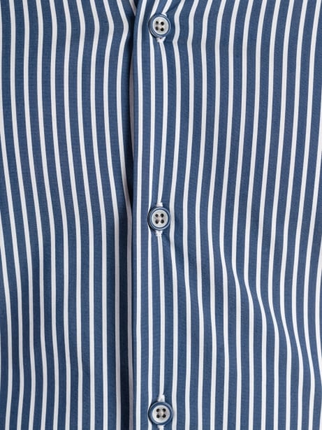 Camicia uomo rigata blu con dettagli color grigio 2