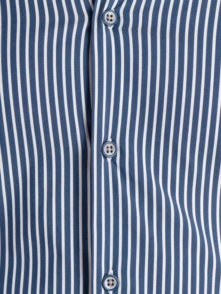 Camicia uomo rigata blu con dettagli color grigio