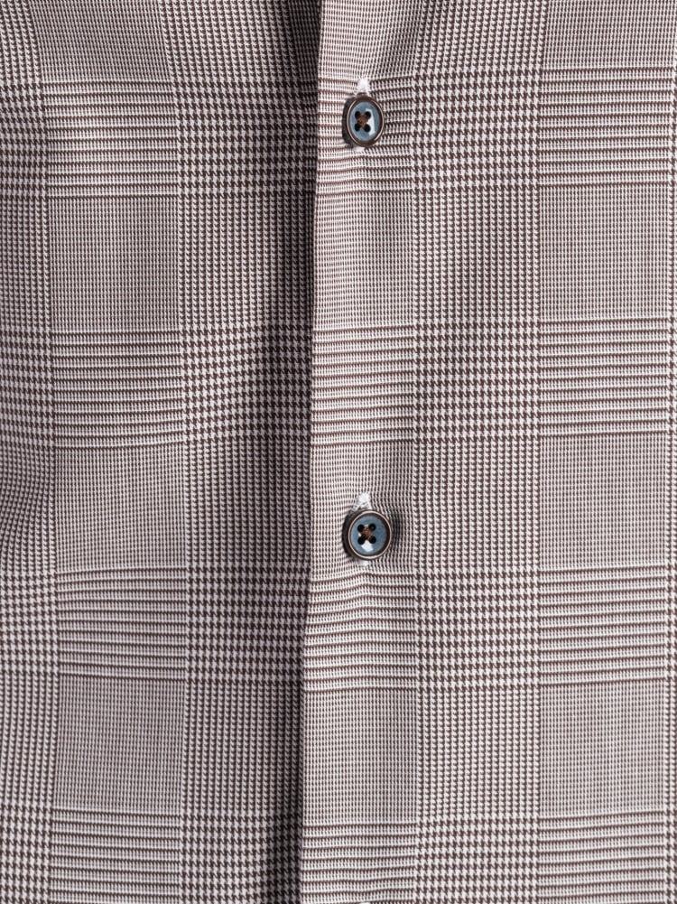Camisa para hombre Príncipe de Gales marrón oscuro