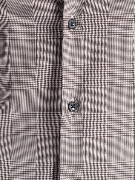 Camisa para hombre Príncipe de Gales marrón oscuro