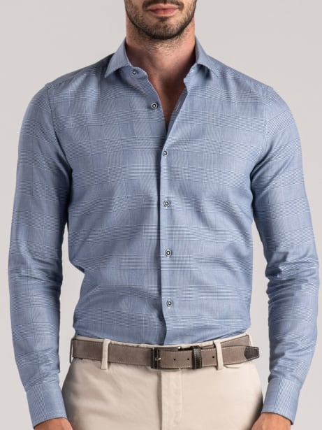 Camicia uomo principe di Galles blu