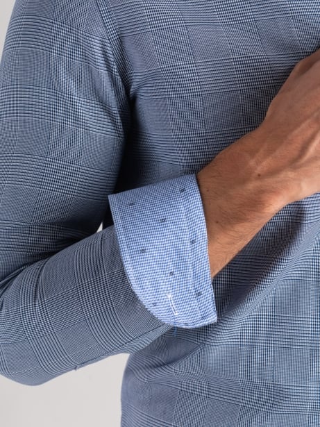 Camicia uomo principe di Galles blu 2