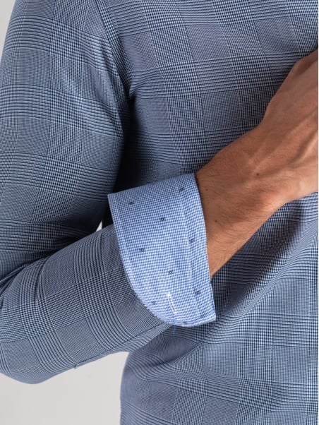 Camisa Príncipe de Gales azul para hombre