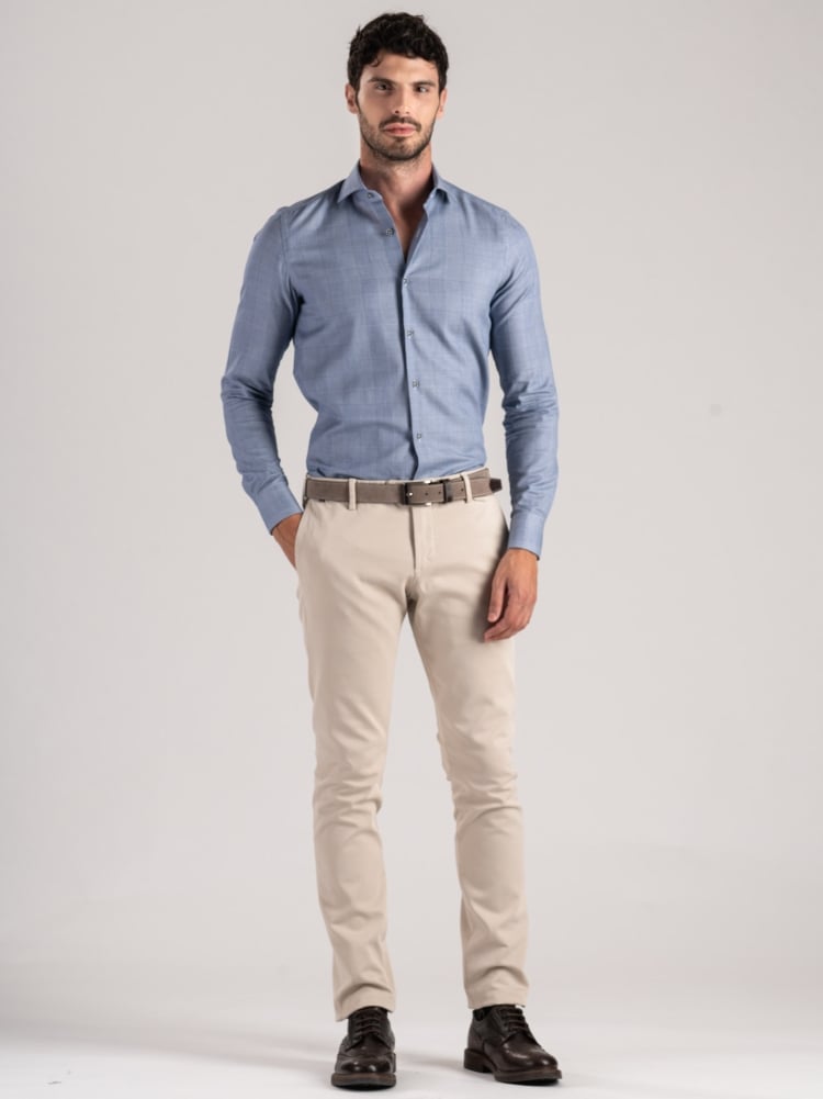 Camisa Príncipe de Gales azul para hombre
