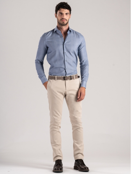 Camisa Príncipe de Gales azul para hombre