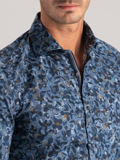 Camicia uomo floreale in popeline stampato