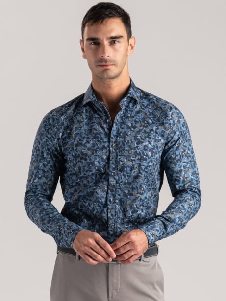 Camicia uomo floreale in popeline stampato 2