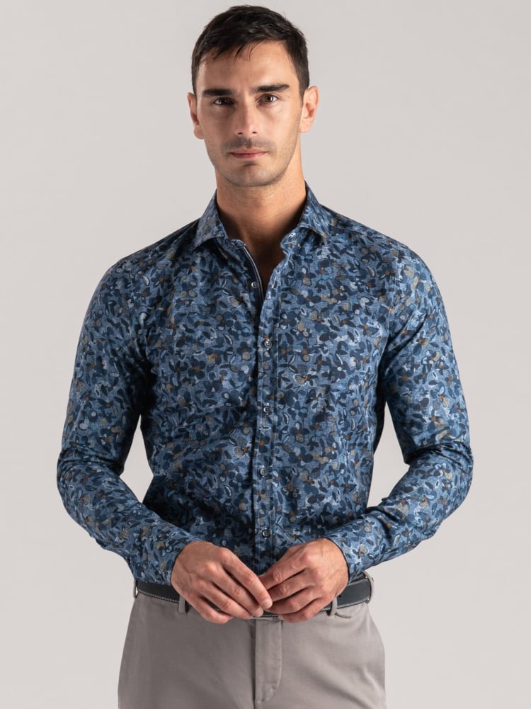Camisa de popelina con estampado floral para hombre