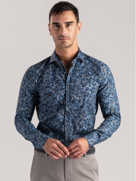 Camisa de popelina con estampado floral para hombre