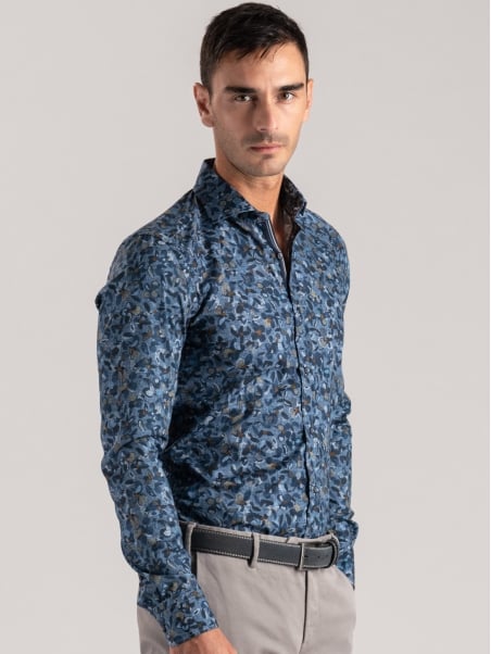 Camisa de popelina con estampado floral para hombre
