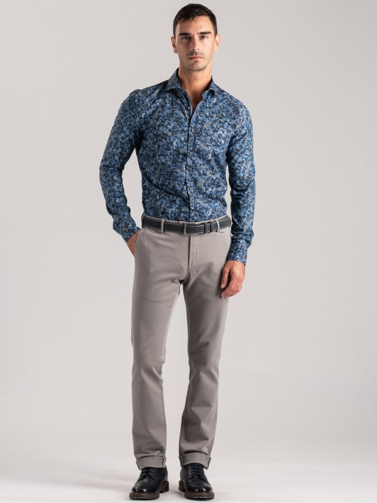 Camisa de popelina con estampado floral para hombre
