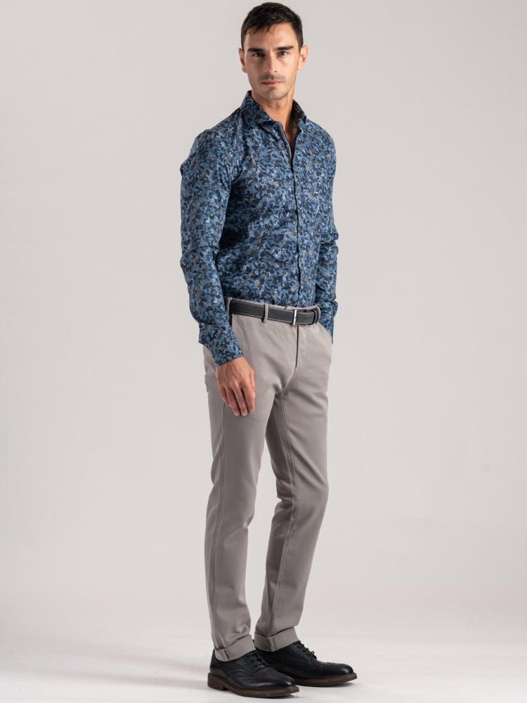 Camisa de popelina con estampado floral para hombre
