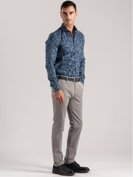 Camisa de popelina con estampado floral para hombre