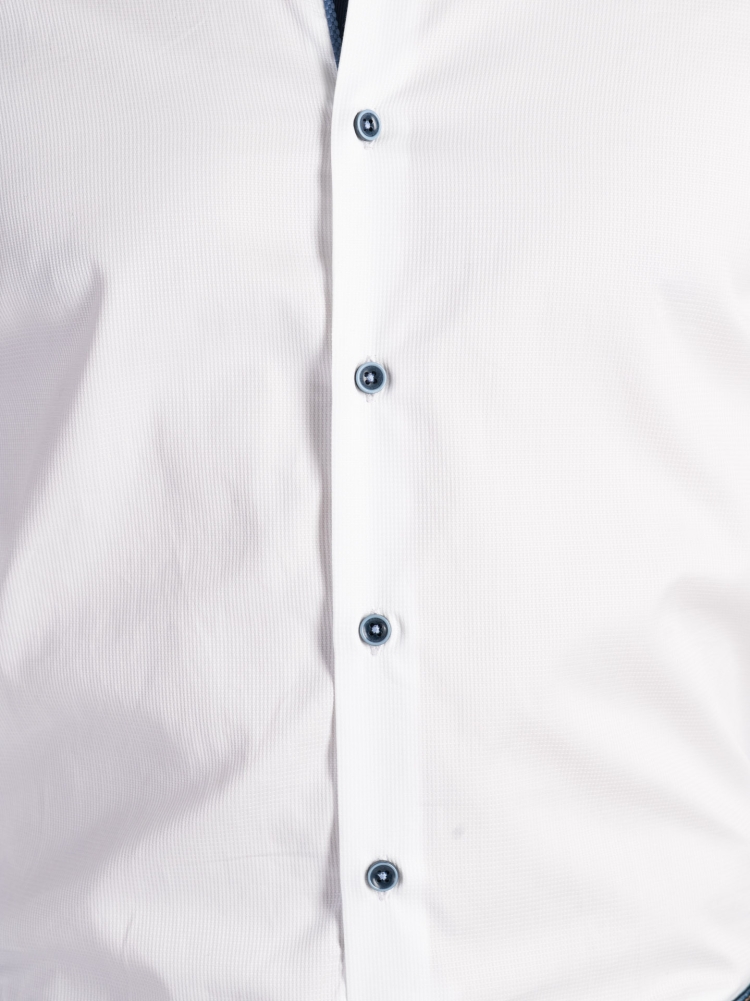 Camisa de hombre blanca de espiga con contrastes
