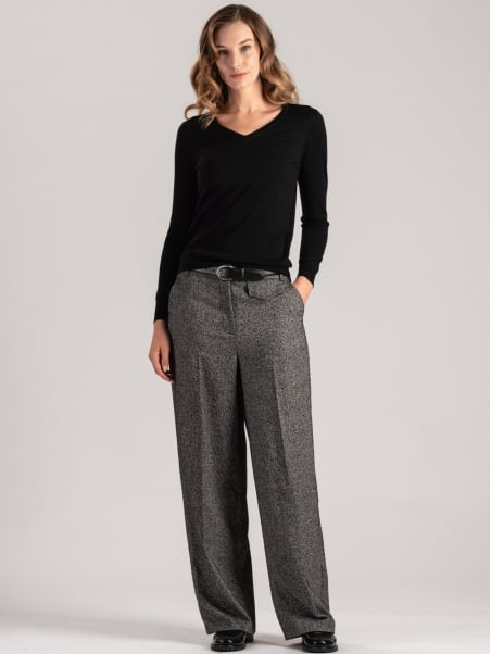 Maglia donna scollo a V in lana merinos