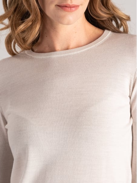 Jersey de cuello redondo de lana merina para mujer