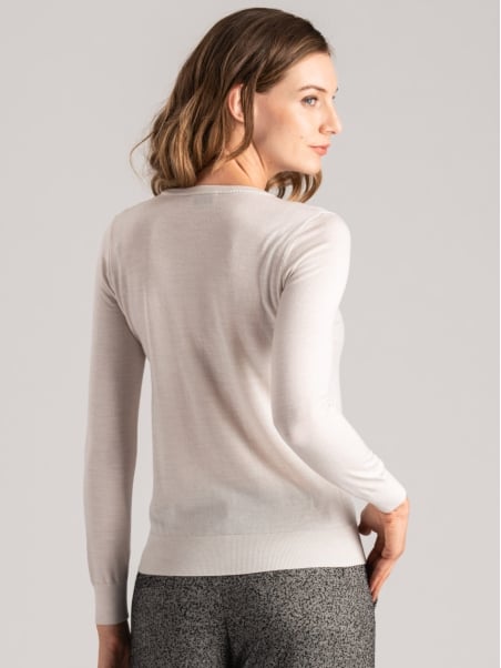 Jersey de cuello redondo de lana merina para mujer
