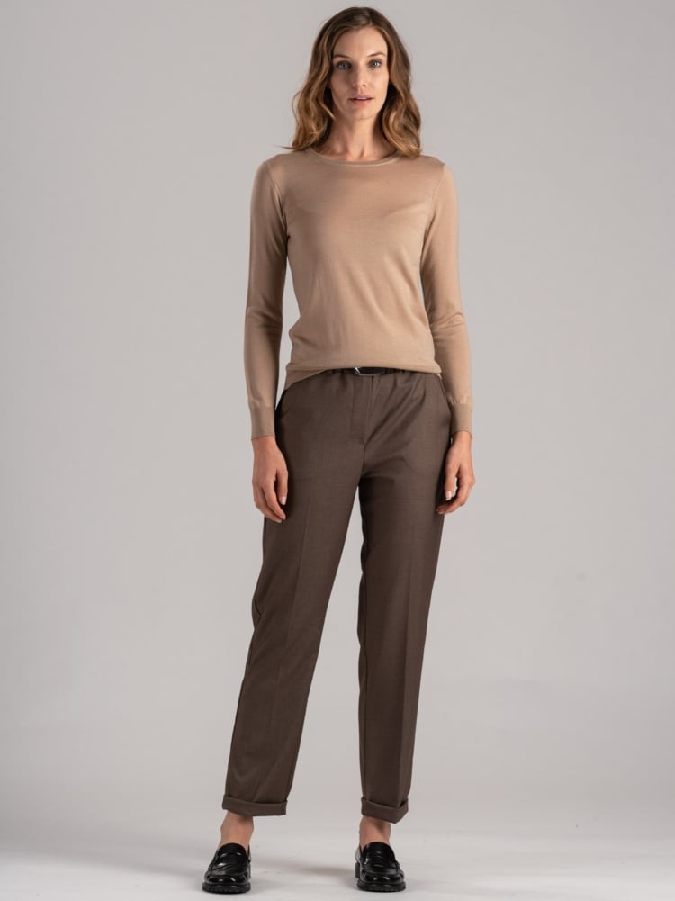 Maglia donna girocollo in lana merinos