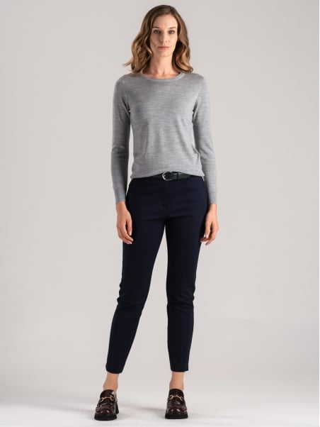 Jersey de cuello redondo de lana merina para mujer