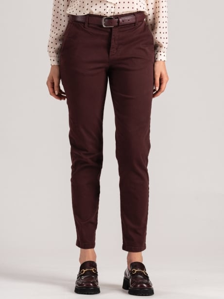 Pantalón chino de mujer en gabardina de algodón de tacto cálido