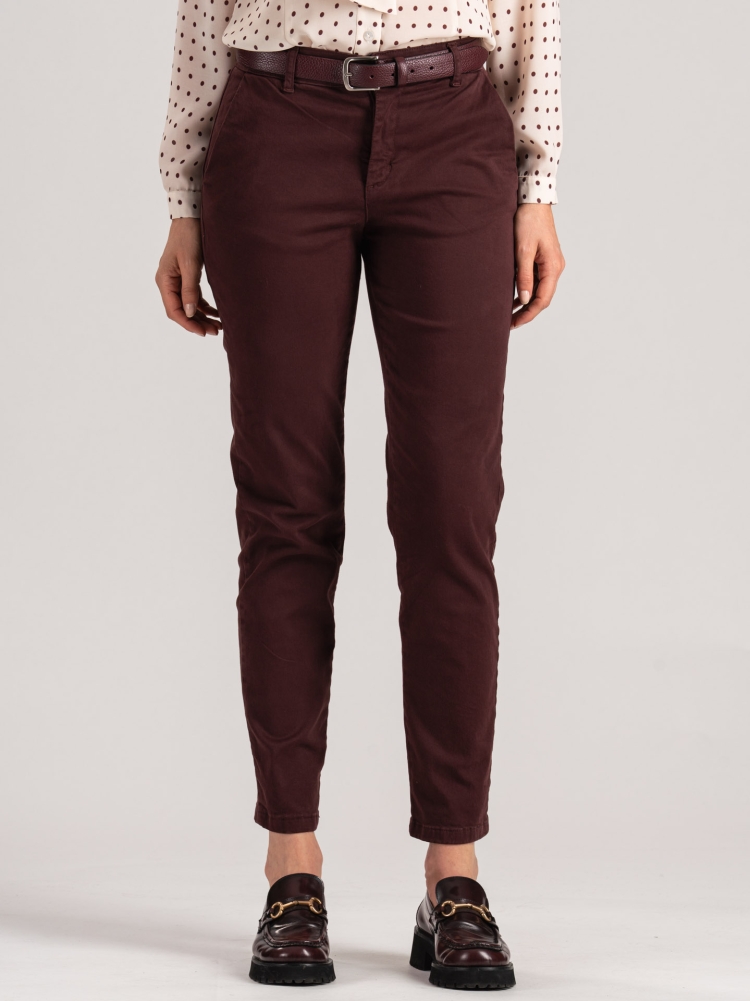 Pantalón chino de mujer en gabardina de algodón de tacto cálido
