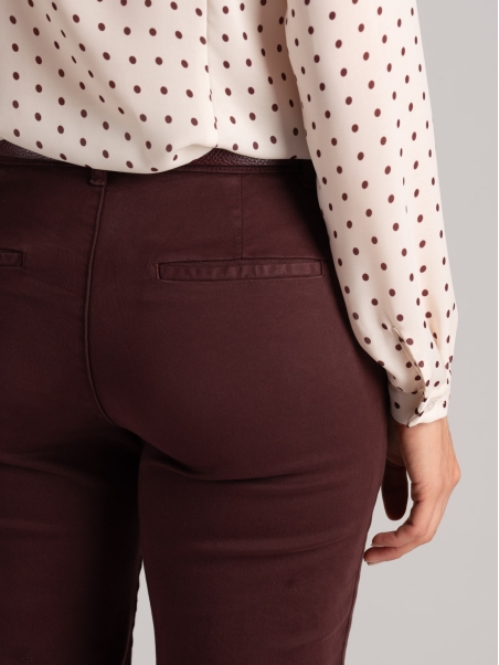 Pantalón chino de mujer en gabardina de algodón de tacto cálido