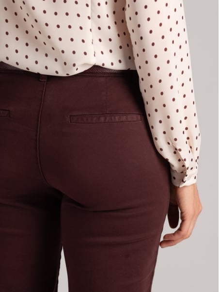 Pantalone donna chino in gabardina di cotone mano calda