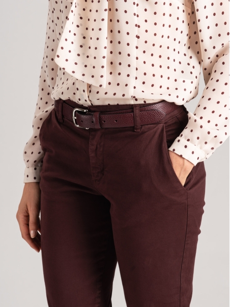 Pantalón chino de mujer en gabardina de algodón de tacto cálido