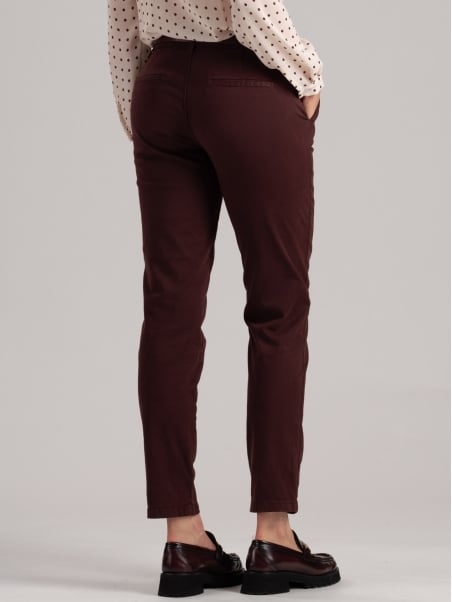 Pantalone donna chino in gabardina di cotone mano calda
