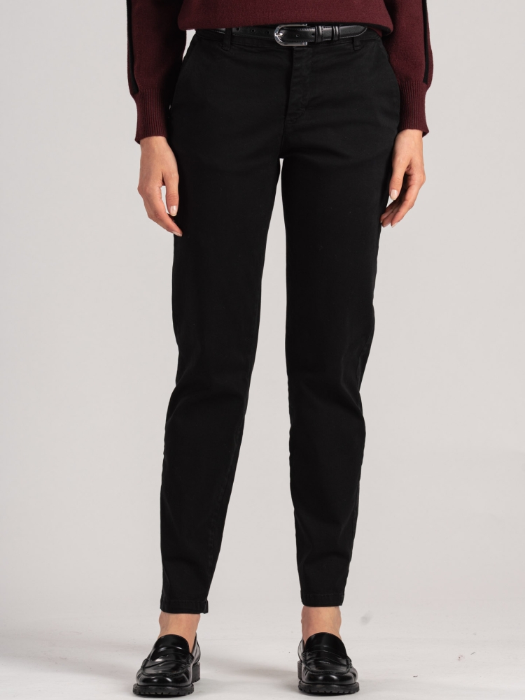 Pantalón chino de mujer en gabardina de algodón de tacto cálido